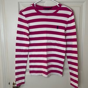 Ralph Lauren pink and white stripe long sleeve